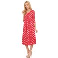 thumbnail image 2 of Women's Casual Loose Fit 3/4 Sleeve Jersey Knit A-Line Big Polka Midi Dress, 2 of 4