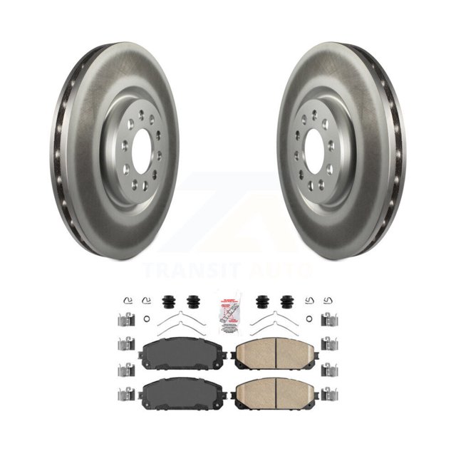 Transit Auto Front Coated Disc Brake Rotors and Ceramic Pads Kit for Car 2014-2023 Jeep Cherokee with Dual Piston Caliper KGA-100839
