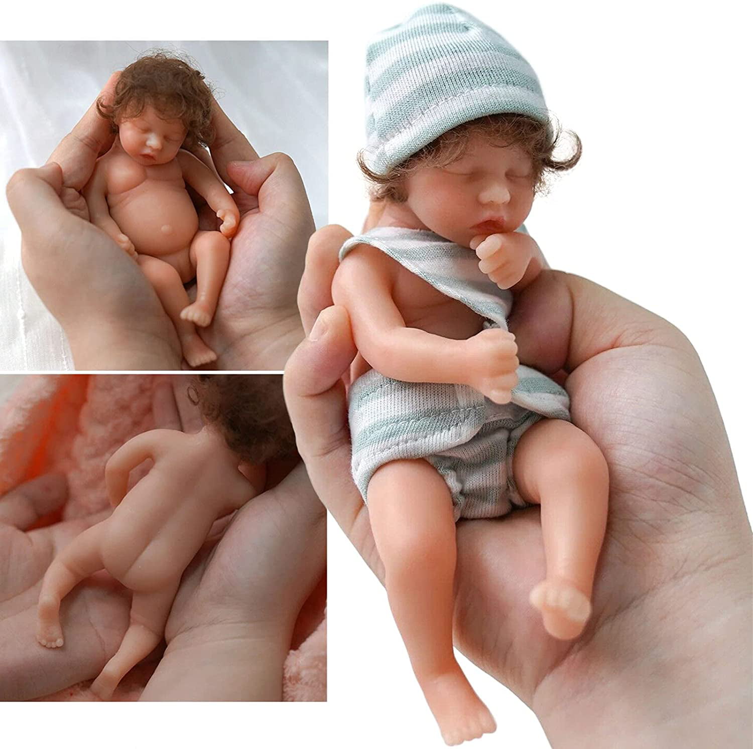 2.95'' Reborn Baby Boy Dolls Realistic Mini Lifelike Full Body Newborn Doll 