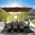 thumbnail image 2 of Sunrise 10'x6.5' Outdoor 26 LED Lights Patio Umbrella Rectangle Sunshade Umbrella (Brown), 2 of 8