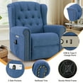 thumbnail image 6 of OUINCH Power Swivel Rocking Glider Recliner Chair, Electric Nursery Reclining Sofa Chair with Heat and Massage, Wingback Tufted Upholstered Recliner for Living Rooms, USB and Type-C Port, Blue, 6 of 7
