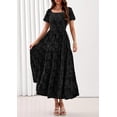 thumbnail image 4 of PRETTYGARDEN Women's Summer Boho Maxi Dresses Floral Short Sleeve Square Neck Smocked Flowy Long Dress Vacation Outfits, 4 of 10