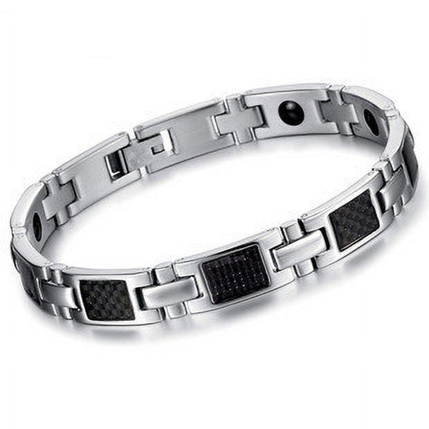 Pulsera magnética JM para hombre con fibra de carbono negra