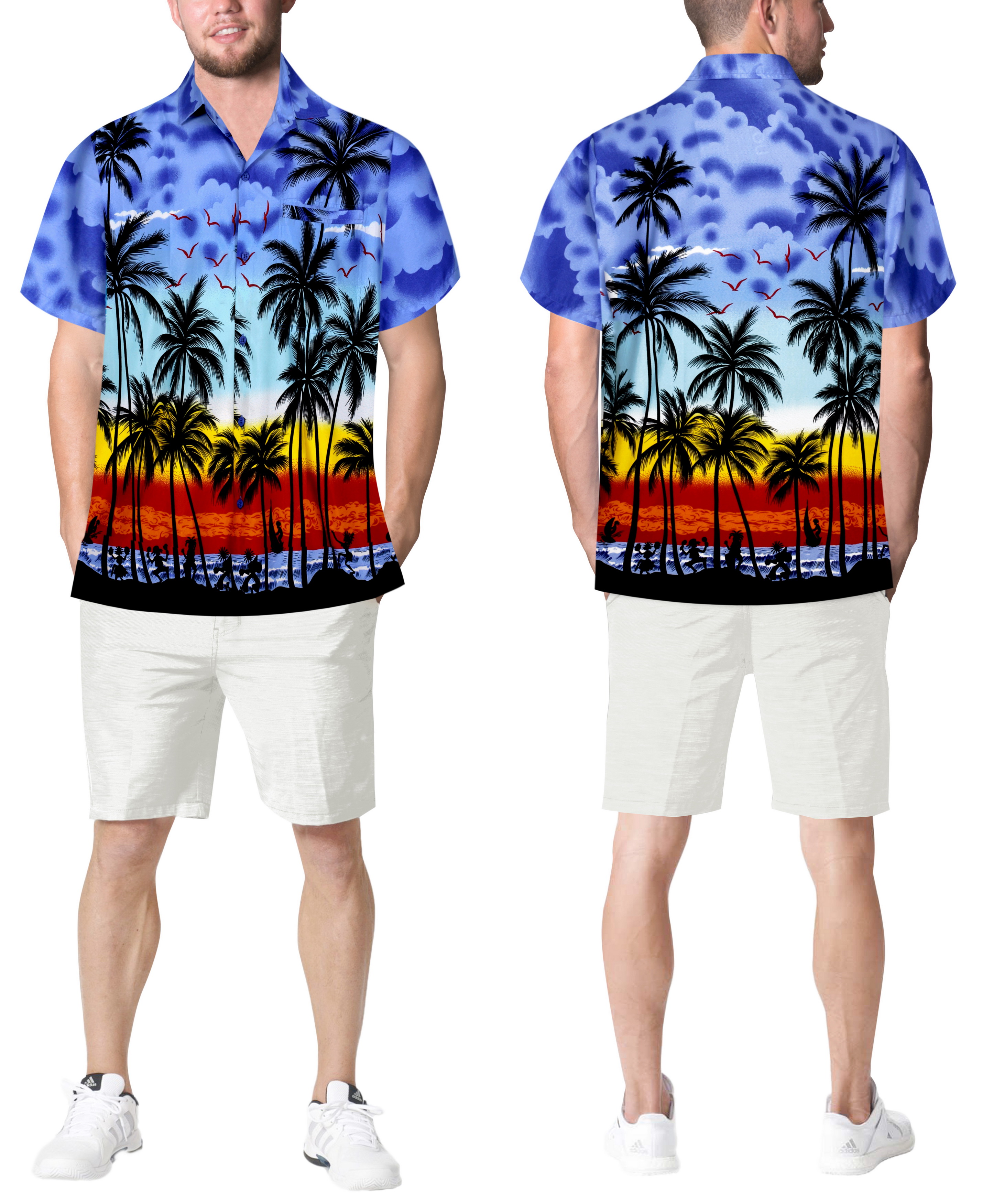  VNBNT Blue Hawaiian Shirts for Men Short Sleeve Button Down  Aloha Tropical Floral Vacation Resort Wear Sunset Beach Shirt : Clothing,  Shoes & Jewelry