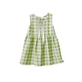 thumbnail image 5 of Girl's Plaid Linen Dress Pleated Sleeveless Casual Summer Dresses Bow Tie Back Crew Neck Tank Sundress (5 Years, Green), 5 of 7
