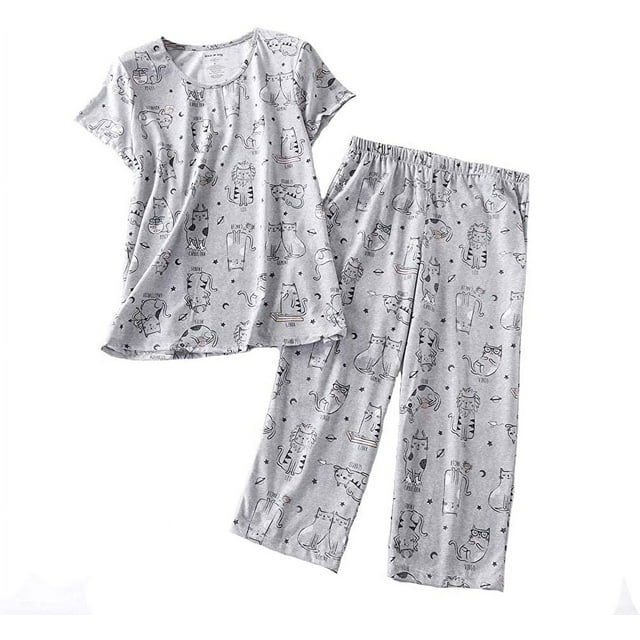 Ensembles de Pyjama pour Femmes, Hauts de Nuit avec Pantalons Capri
