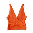 thumbnail image 1 of Sin mangas Front Cross Wrap Top moda Pure Color mujeres V cuello Crossover Top para la fiesta diaria, 1 of 8