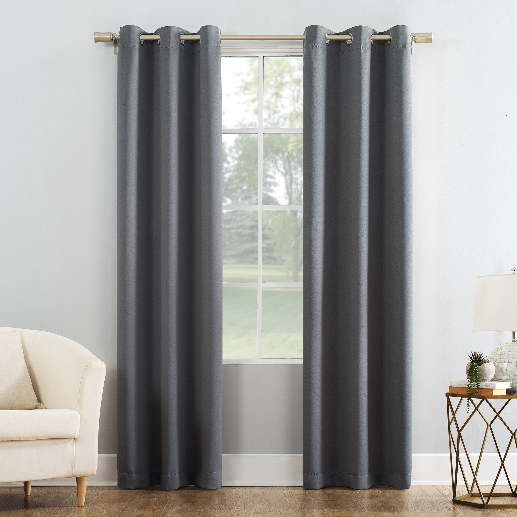 Mainstays Blackout Grommet Single Curtain Panel, 1 Panel, Gray, 40"W x 108"L