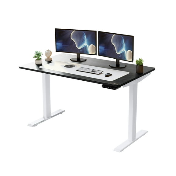 Rise Up 60x30” Bamboo Solid Top Electric Standing Desk | One-Piece Memory Desktop Dual Motor Adjustable Height Desk 24–49” Ergonomic Sit Stand Workstation