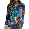 thumbnail image 4 of EHQJNJ Chandail en Molleton Col Rond Tunique Décontractée pour Femmes Imprimé Dégradé Col Rond Pull Manches Longues Ample, 4 of 6