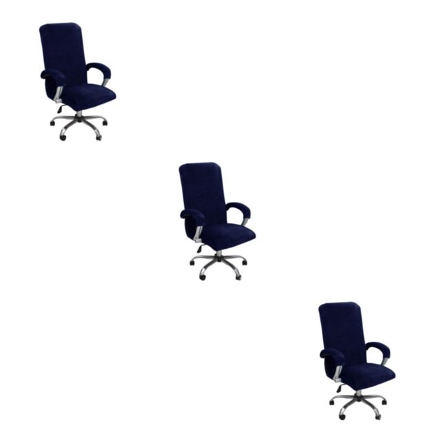 Wweixi 1/2/3 3pieces Chaises Confort et Style Housse de Chaise de Bureau en Peluche Résistante à L'Usure Bleu Foncé L 3 Pcs