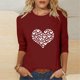 thumbnail image 4 of RKSTN Valentine's Day 3/4 Sleeve Tops for Women Oversized Crewneck Valentines Graphic Print Short Sleeve T Shirt Womens Casual Solid Round Neck Loose Comfy Three Quarter Sleeve Shirt Spring Clothes, 4 of 7