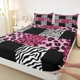 thumbnail image 3 of Homewish Cheetah Zebra Print 4 Pieces Queen Sheet Sets for Teens Female Men,Retro Vintage Aesthetic Ultra Soft Flat Sheet,Abstract Geometric Plaid Queen Fitted Sheet,Lightweight Room Decor, 3 of 7