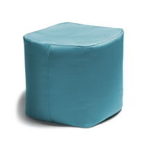 Luckie Outdoor Ottoman, Light Blue - Patio Pouf, Side Table - Fade & UV Resistant - Indoor/Outdoor Versatile Seating - 17x17x19 inches