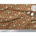 thumbnail image 2 of Soimoi Brown polyester Crepe Fabric Leaves,Tea Cup & Coffee Beverages Print Fabric by Yard 52 Inch Wide, 2 of 3