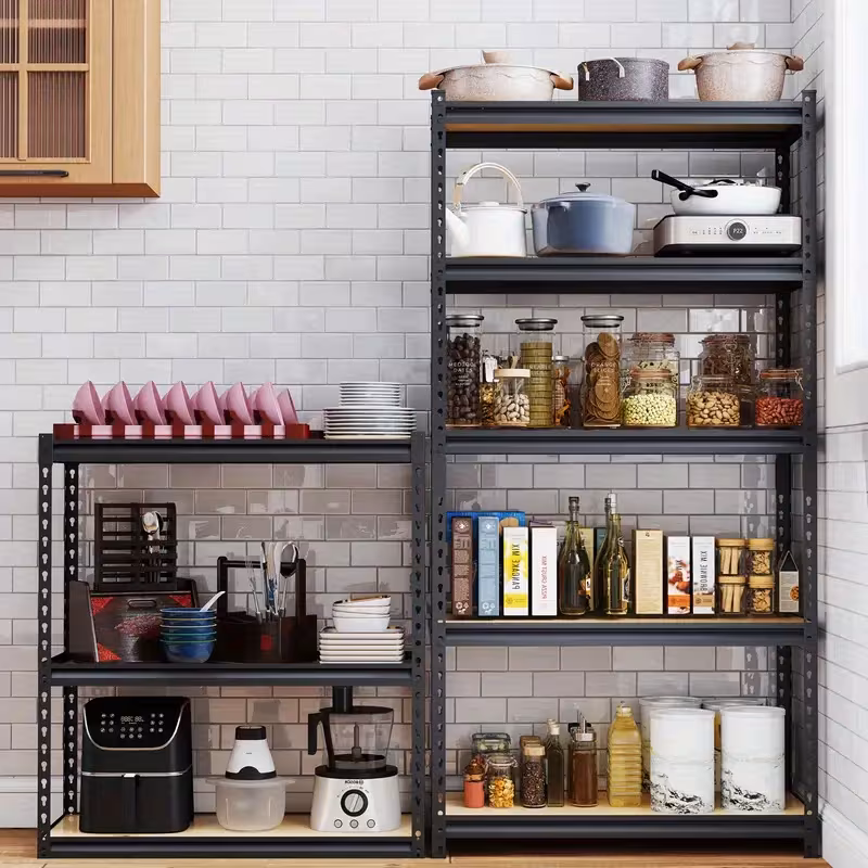 Heavy Duty 5-Tier Metal Shelving Unit, 72" Adjustable 2000lbs Capacity Garage Storage Rack, Utility Shelf for Kitchen, Basement, Warehouse, Living Room, Black