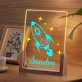 thumbnail image 1 of Luz de noche de nave espacial personalizada para niños, regalos de cumpleaños de Navidad para niños personalizados, luz de noche de acrílico, decoración de guardería para bebé, lámpara de noche, regal, 1 of 6
