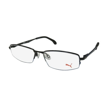 New Puma 15427 Mens/Womens Designer Half-Rim Black / Navy Masculine Design Brand Name Trendy Frame Demo Lenses 49-15-135 Flexible Hinges Eyeglasses/Eye Glasses