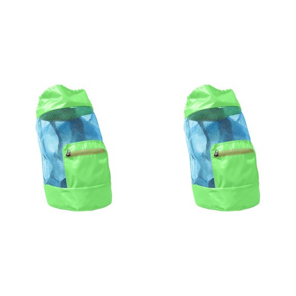 1-3PC Mesh Beach Bag Drawstring Backpack Swim Pool Toy Bag Waterproof Breathable Large Capacity Foldable with Zipper Pocket for Swimming Sports Gym Travel Lightweight Adjustable Straps