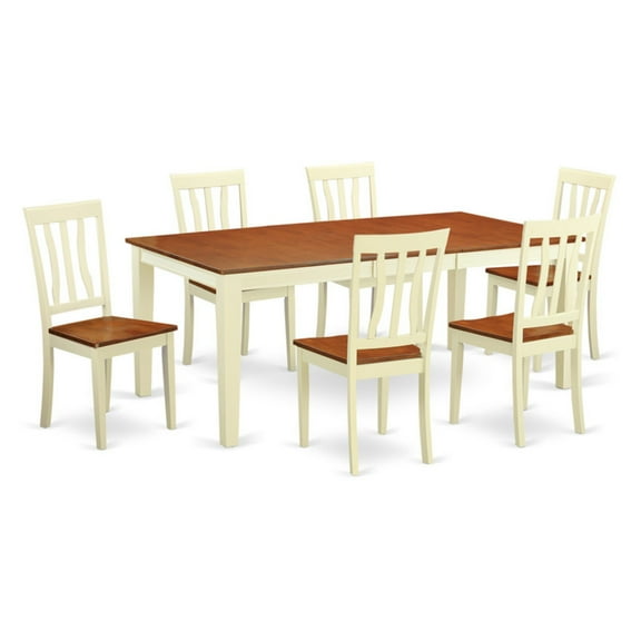 Dining Set-Dining Table With Wood Dining Chairs-Finish:Black & Cherry,Number of Items:7,Shape:Rectangular,Style:Wood Seat