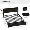 thumbnail image 3 of GUNAITO Queen Size Bed Frame with Storage Headboard Platform Bed with 2 Large Drawers Metal Bed with Charging Station & USB Ports, Dark Brown, 3 of 8