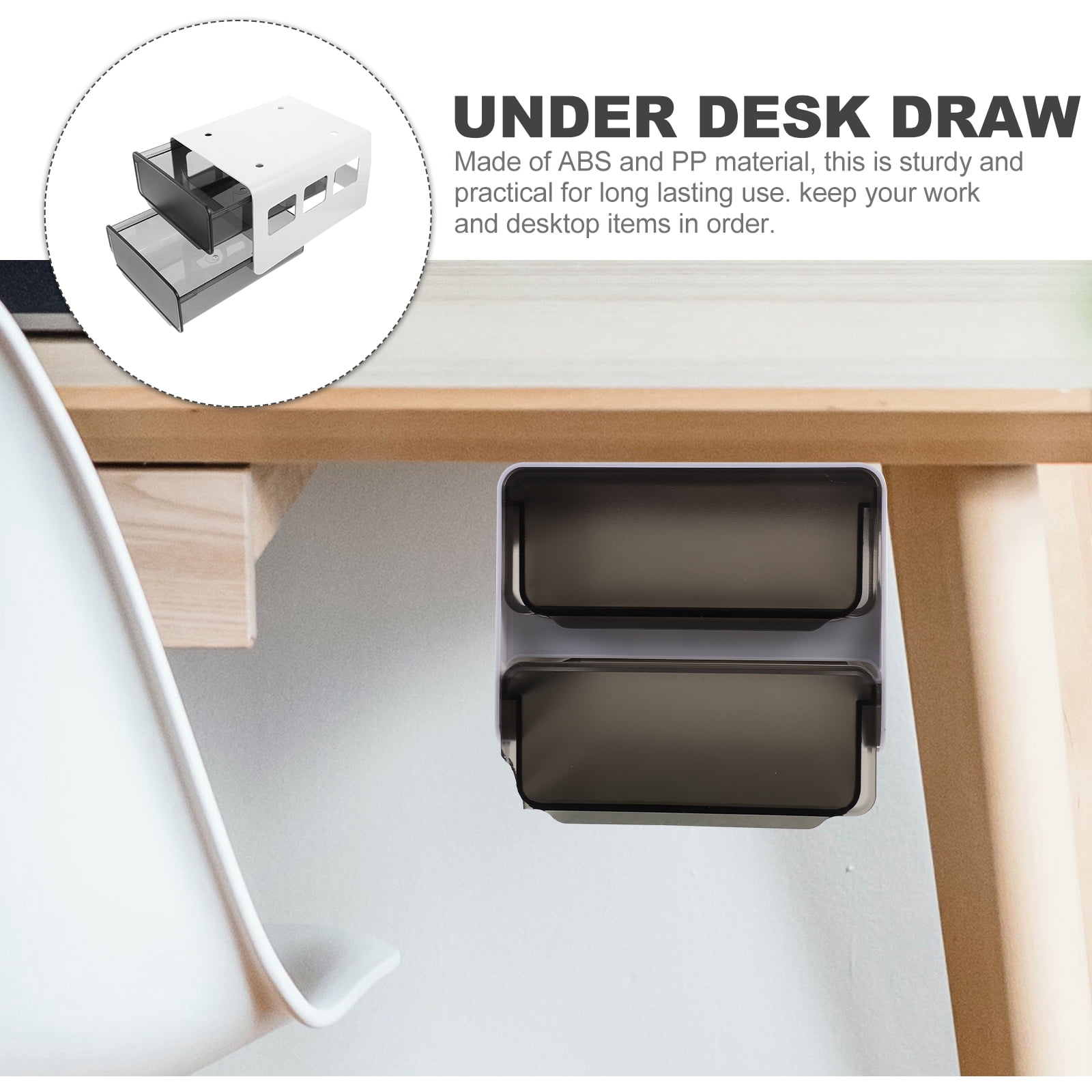 OUNONA  Under Desk Storage Drawer Office Hidden Desk Drawer Under Desk Storage Organizer