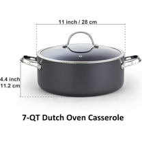 -Quart Stock Pot with Glass Lid, Hard Anodized Nonstick Dutch Oven, Black