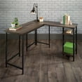 thumbnail image 3 of Pemberly Row Mid-Century Wood and Metal L-Shape Desk in Smoked Oak, 3 of 10
