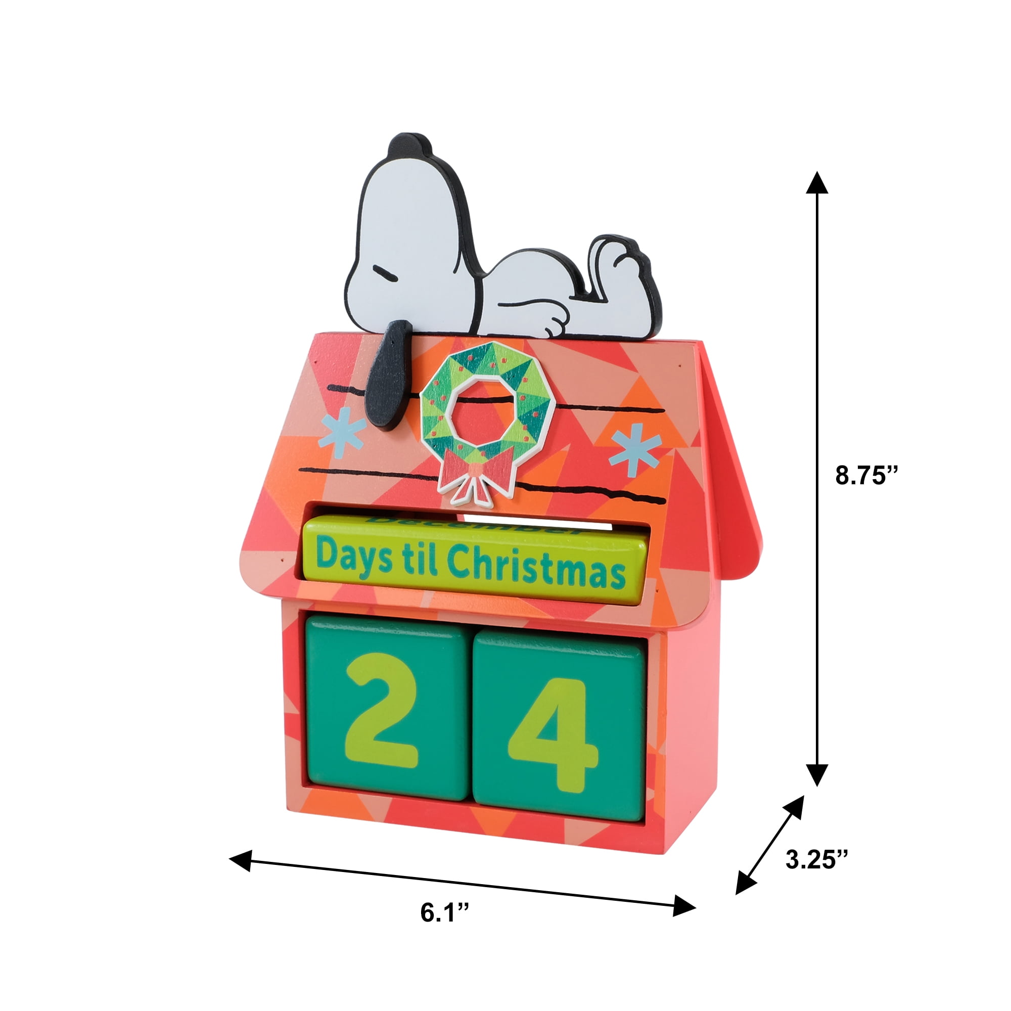 Peanuts, Snoopy's Doghouse Perpetual Calendar, 8.75 inches Tall Red, Tabletop Decor, MDF, by Ruz