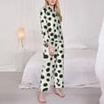 thumbnail image 3 of Fotbe Abstract Green Polka Dot Conjunto de Pijama de Manga Larga para Mujer con Estampado, Ropa de Dormir de 2 Piezas, Conjunto de Casa Suave y Cómodo con Bolsillos-XX-Large, 3 of 7