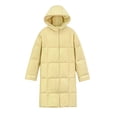 thumbnail image 4 of Women's 2026 Long Hooded Puffer Coat, Mid-Length Oversized Jacket, Thick Cotton Filled Parka, Multi-Pocket Winter Coat, Casual Korean Style Coat Yellow M, 4 of 7