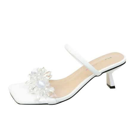 

WANYNG Fashion Women‘s Breathable Lace Up Shoes Rhinestone High Heels Casual Sandals Summer Work Sandals for Women Sandal Women Leather