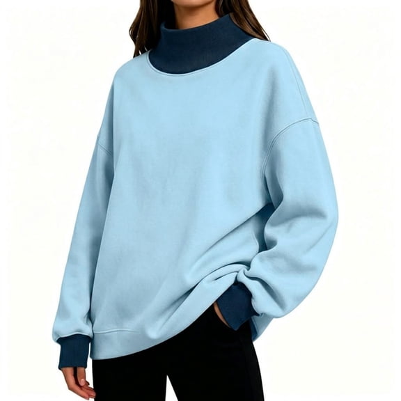 POROPL Sweatshirts for Women,Oversized Mock Neck Pullover Sweatshirt Casual Long Sleeve Fleece Top