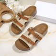 thumbnail image 4 of Slide Sandals for Women Plus-Size Wide Width Breathable Open Toe | Buckle Strap Beach Pool Slippers Thick Soft Sole, #1Beige-38, 4 of 9