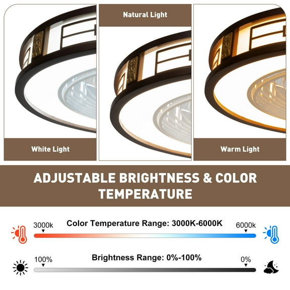 96W 3000-‎6000K  Ceiling Fan Light 57*21cm Indoor LED Round Ceiling Light with Hollowed Patterns Thin Body