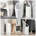 thumbnail image 3 of Bote de basura, 10 l/2,4 galones, bote de basura de plástico delgado con tapa abatible, bote de basura blanco para cocina, baño, sala de estar, oficina, espacio estrecho (blanco), 3 of 5