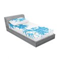 thumbnail image 3 of Hawaiian Bedding Set with Sheet & Covers, Palm Trees Tropical Plants Flowers and Butterflies Silhouette Monochrome Artwork, Printed Bedroom Decor 2 Shams, 4 Sizes, Aqua White, by Ambesonne, 3 of 3