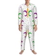 thumbnail image 3 of Sikiie Mardi Gras Carnival1 Mens Pajama Set, Soft Warm Long Sleeve Sleepwear, Cozy Button-Down Pjs for Men-X-Large, 3 of 7