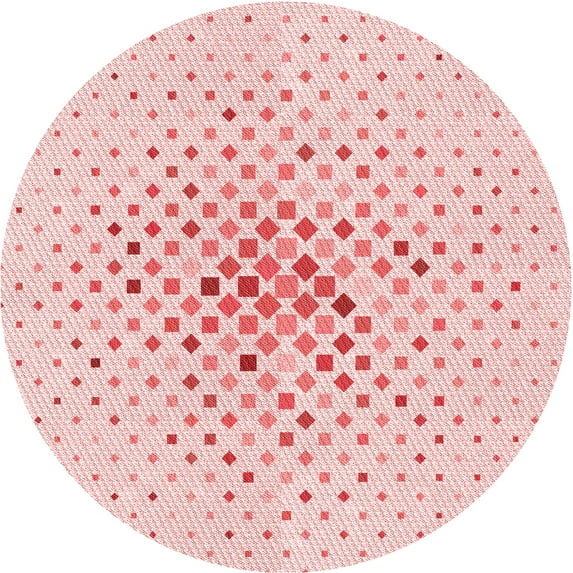 Ahgly Company Machine Washable Indoor Square Transitional Pastel Red Pink Area Rugs, 3' Square