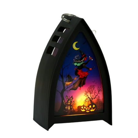 

LIWEN LED Lantern Portable Warm Light Power Saving Waterproof Battery Operated Home Decoration Kids Gift Retro Halloween Witch Skeleton Pumpkin Electronic Candle Lamp for Indoor