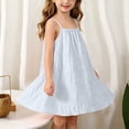 thumbnail image 2 of BLTIBY Girls Cotton Mini Dresses Summer Spaghetti Strap Sleeveless Dress Summer Casual Sundresses Blue 2-3Years, 2 of 9