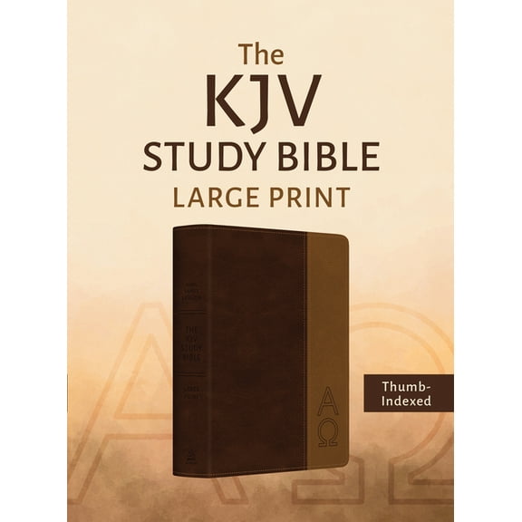 The KJV Study Bible, Large Print (Indexed) [Two-Tone Brown Alpha & Omega], (Hardcover)