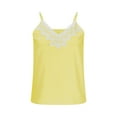 thumbnail image 4 of FRSASU Women's V Neck Lace Tank Tops Summer Stripe Color Block Casual Sleeveless Shirts Tops Yellow, 4 of 9