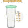 thumbnail image 5 of 2 Pack 24 Oz Reusable Tea/Coffee Cups, Iced Coffee Cup with Straw and Lid, Leakproof Clear Plastic Cups Tumbler, Double Wall Insulated Smoothie Tumbler, Wide Straw for Bubble Tea, Green & Orange, 5 of 9