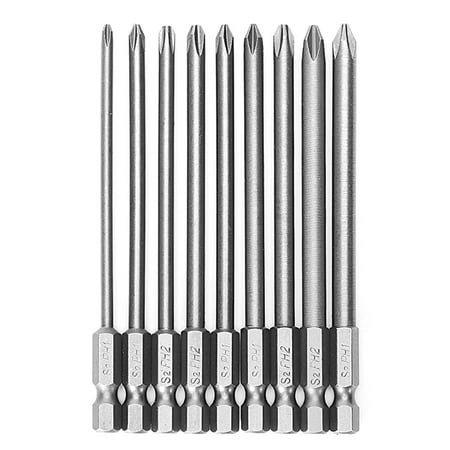 

9 Pcs 1/4 100mm S2 Magnetic Hex for Cross for Head PH1 PH2 Electric Screwdrive
