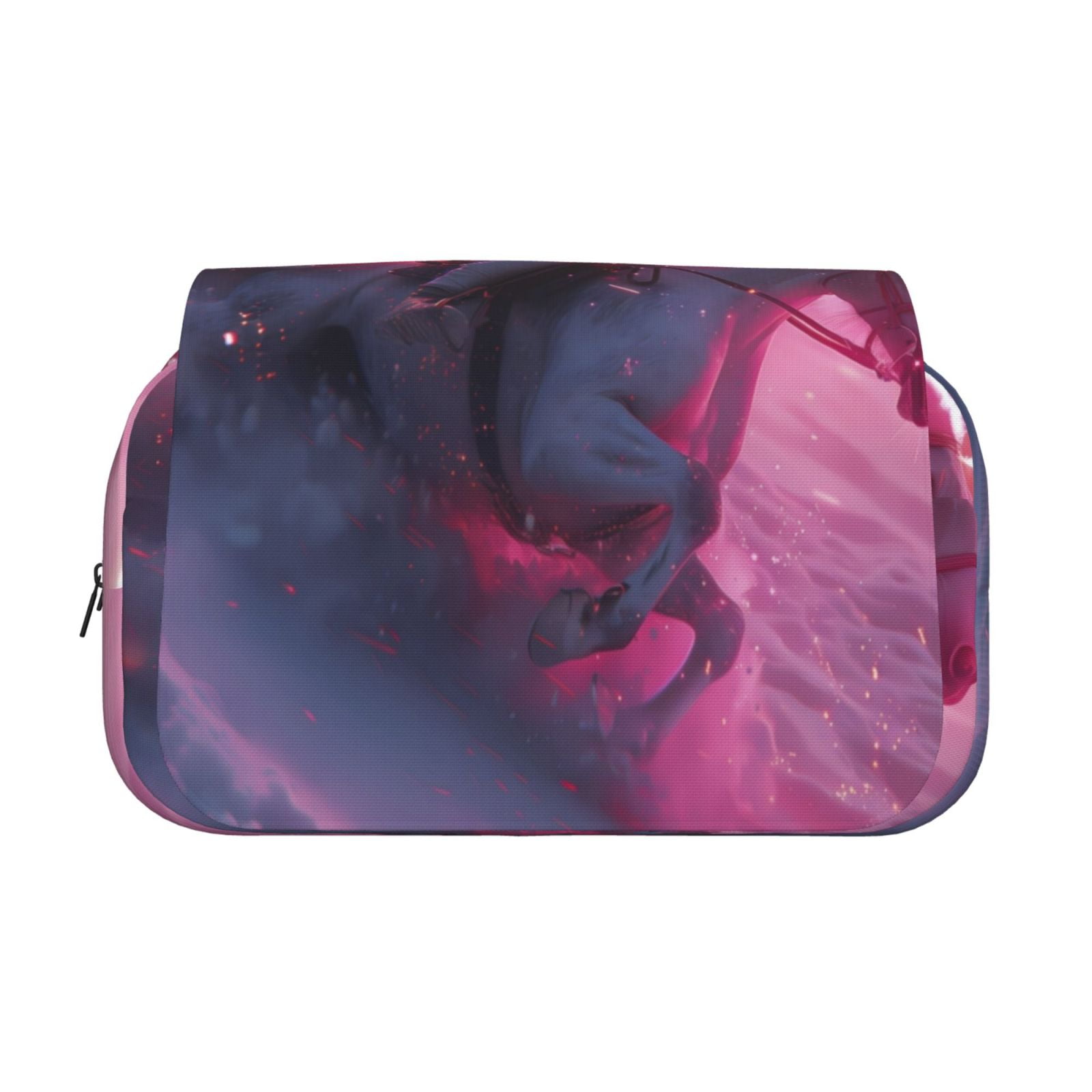 Rateoe Astronaut Riding Fiery Horse Pattern Double Clamshell Pen Case, Storage Organizer with Two Zipper Compartments– Holds Up to 50 Pencils & Pens