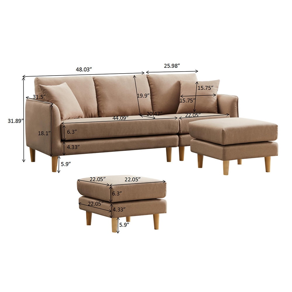 Kepooman Modern Velvet Fabric Convertible L-Shape Sectional Sofa Couch, Brown Kepooman Modern Velvet Fabric Convertible L-Shape Sectional Sofa Couch, Brown