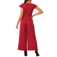 thumbnail image 3 of INSPIRAR CHIC Vestido Casual de Manga Corta con Volantes de Cintura Alta para Mujeres, Mono de Pierna Ancha XL Color Rojo Vino, 3 of 6