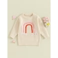 thumbnail image 2 of Bagilaanoe Toddler Baby Girl Boy Knitted Sweater Long Sleeve Rainbow Pattern Pullover 6M 12M 18M 24M 3T 4T Kids Warm Jumpers Tops Fall Loose Knitwear, 2 of 9