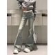thumbnail image 5 of Pantalones vaqueros desgastados americanos de calle lavados para mujer Y2k Pantalones acampanados Denim Vintage Pantalones rectos de pierna ancha Chic, 5 of 5